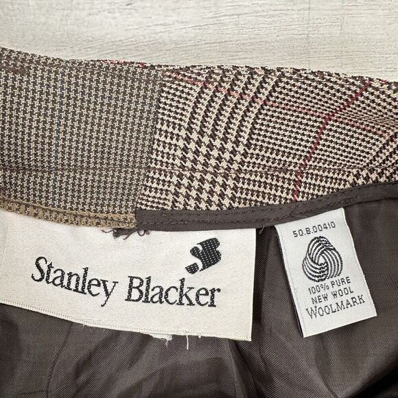 Vintage Stanley Blacker Trouser Pants Women 24 Houndstooth Hi Rise Wool Straight - Picture 6 of 11